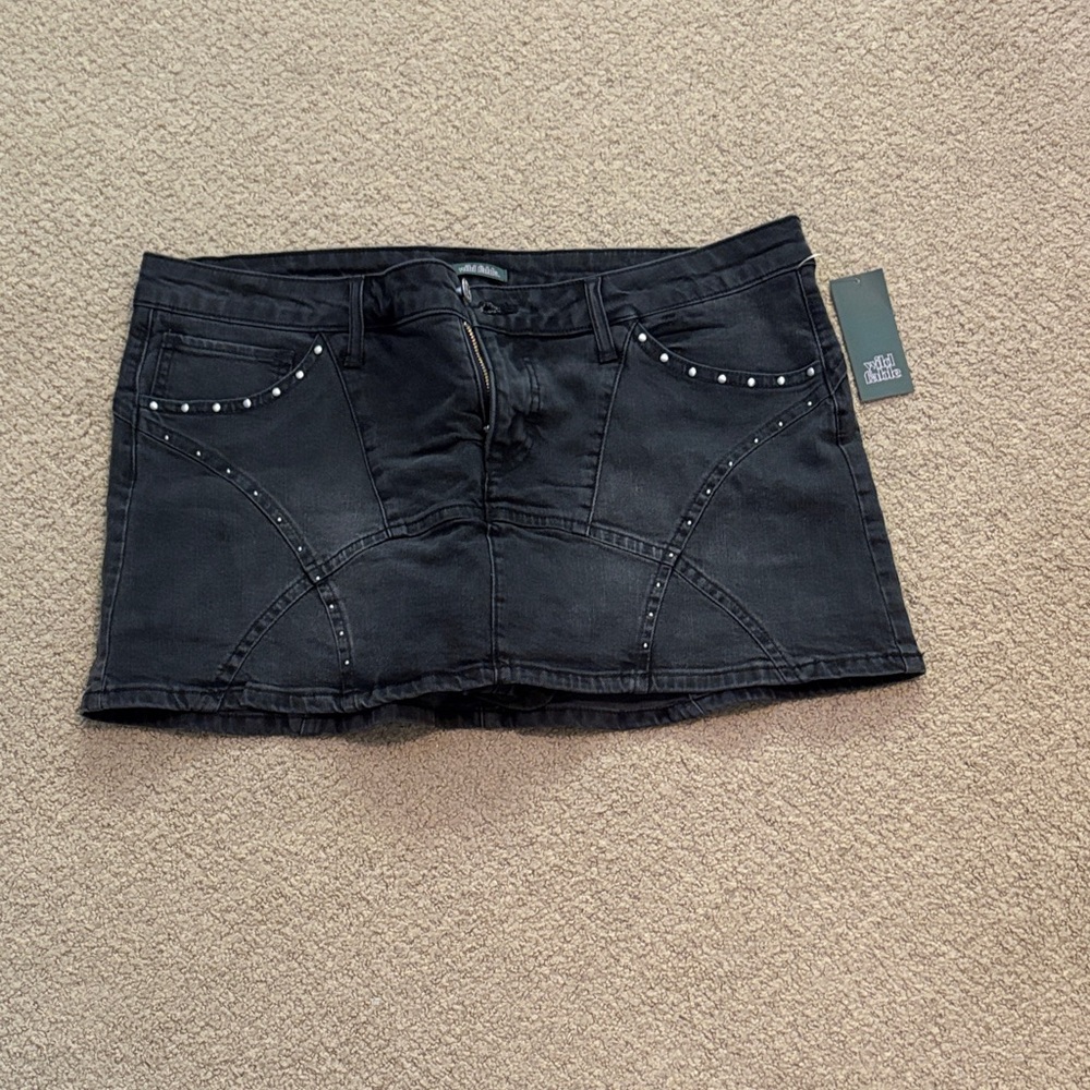 Wild Fable Black Embellished Mini Skirt